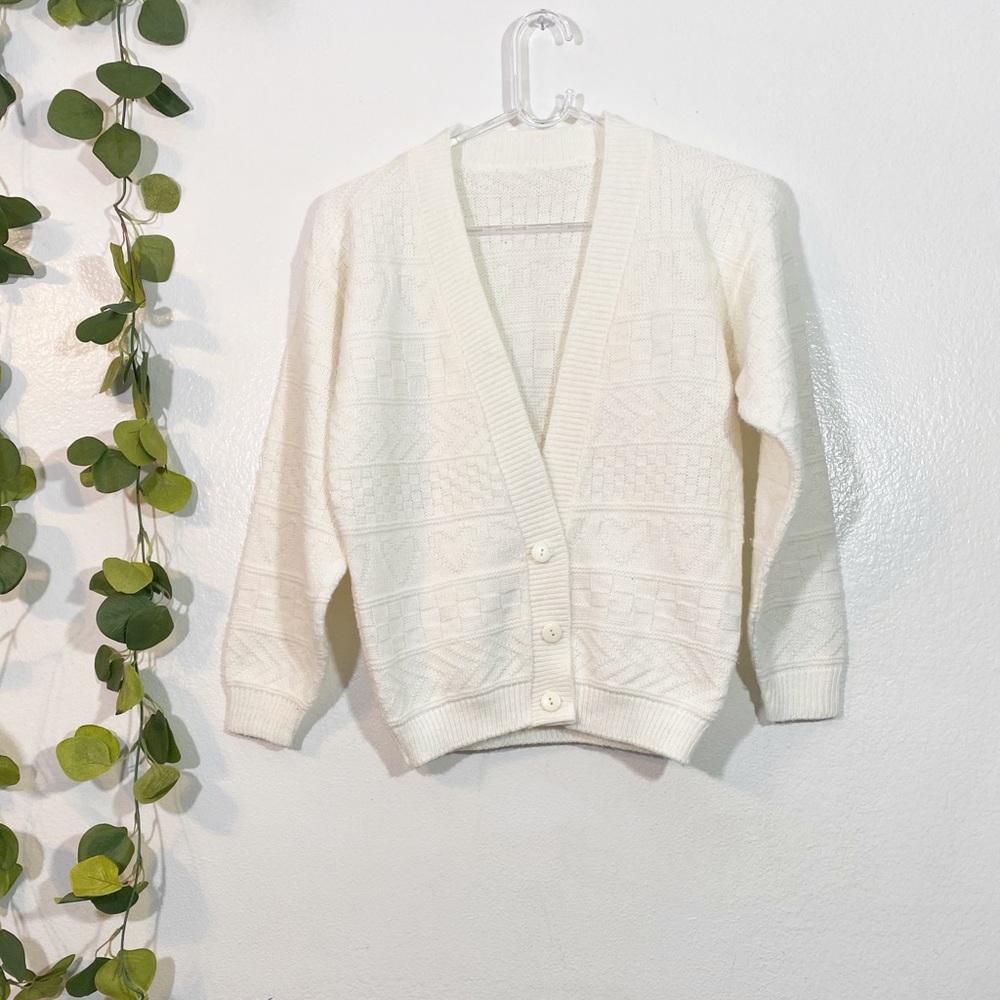 Vintage 80’s Heart Print Knit Grandpa Cardigan